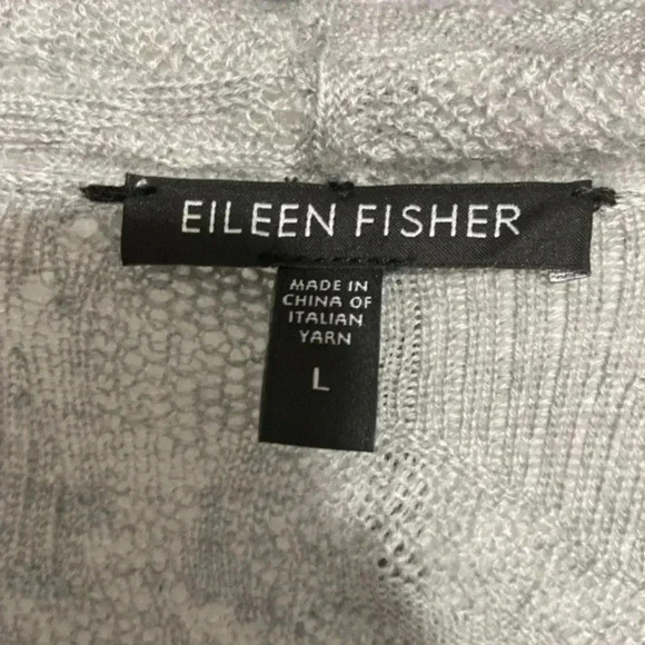 Eileen Fisher merino wool gray cardigan sweater size LARGE. - Picture 11 of 13